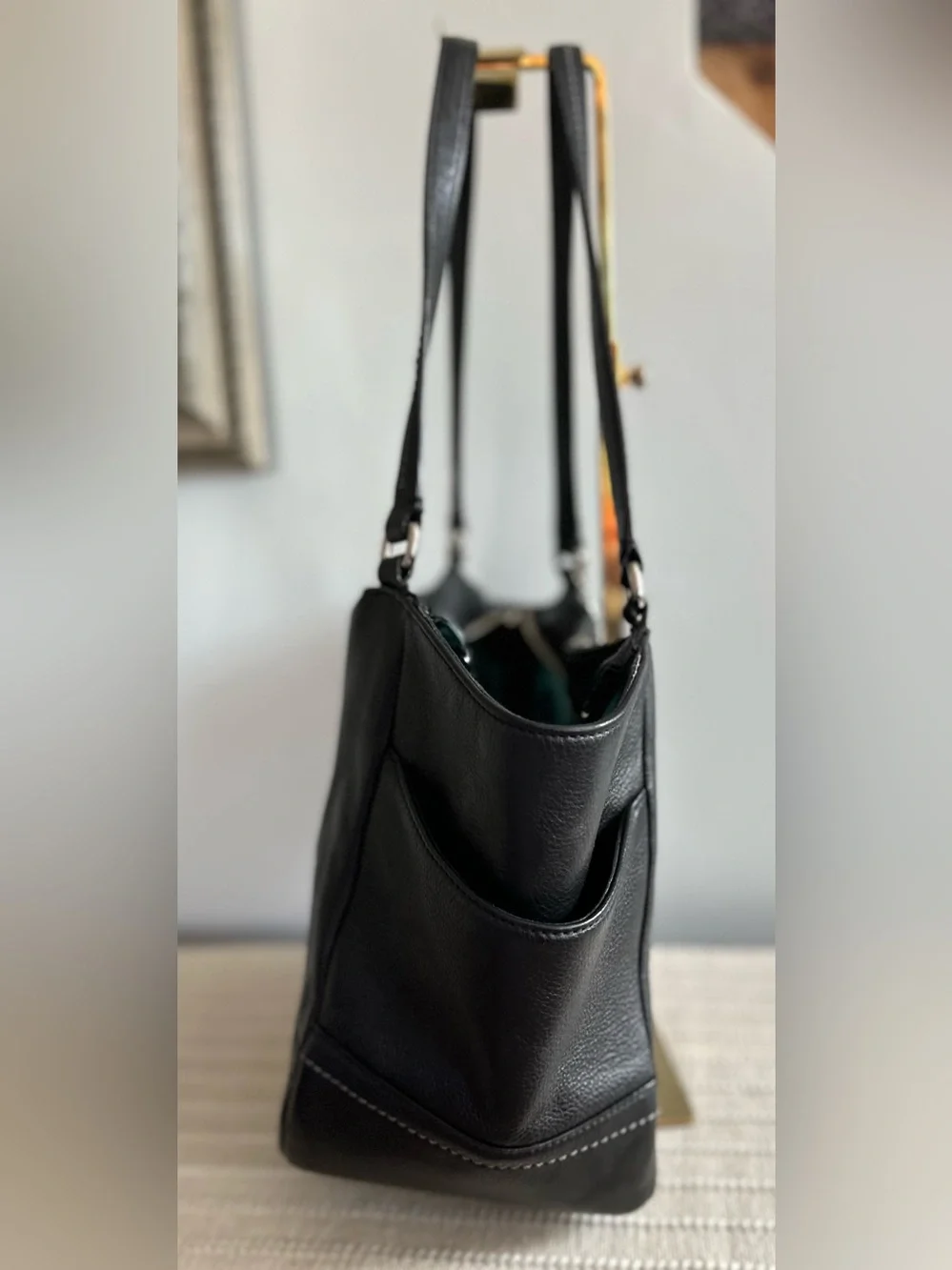 COACH Park Carryall  Black Pebbled Leather Tote Shoulder Bag dated 2013